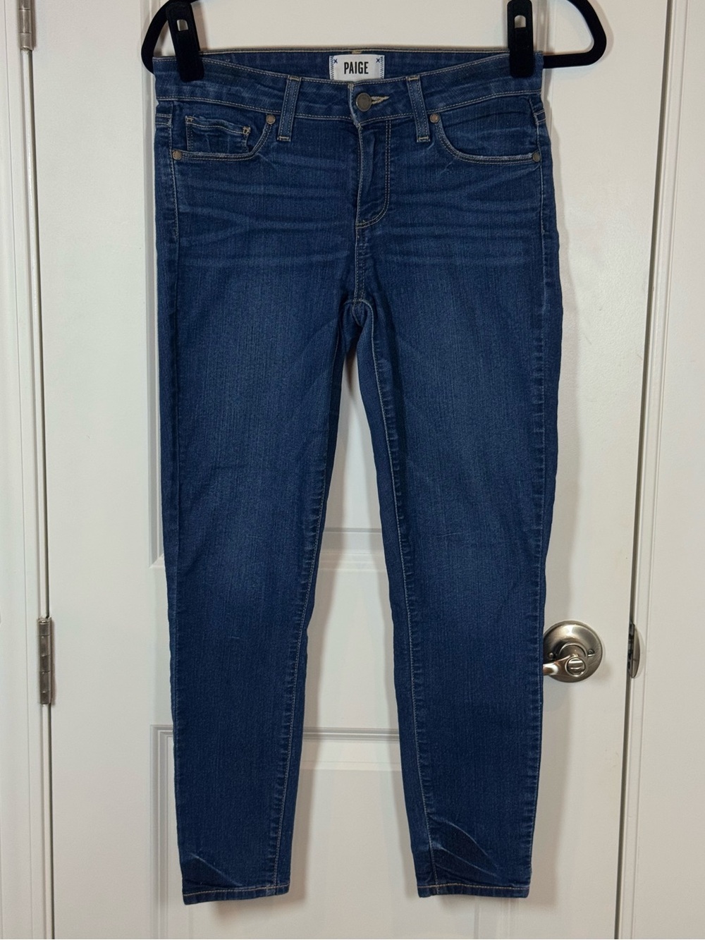 PAIGE Verdugo Crop Skinny Jeans 27 Dark Wash Stretch Denim Ankle Mid Rise Casual